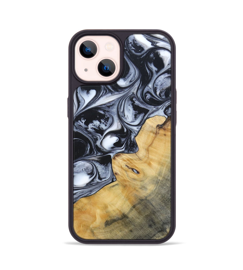 iPhone 14 Wood+Resin Phone Case - Clint (Black & White, 695873)