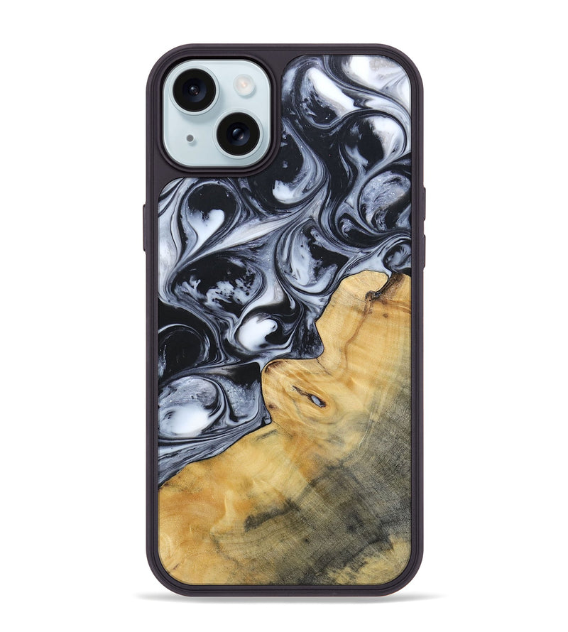 iPhone 15 Plus Wood+Resin Phone Case - Clint (Black & White, 695873)