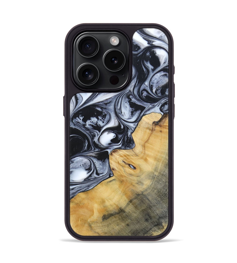 iPhone 15 Pro Wood+Resin Phone Case - Clint (Black & White, 695873)