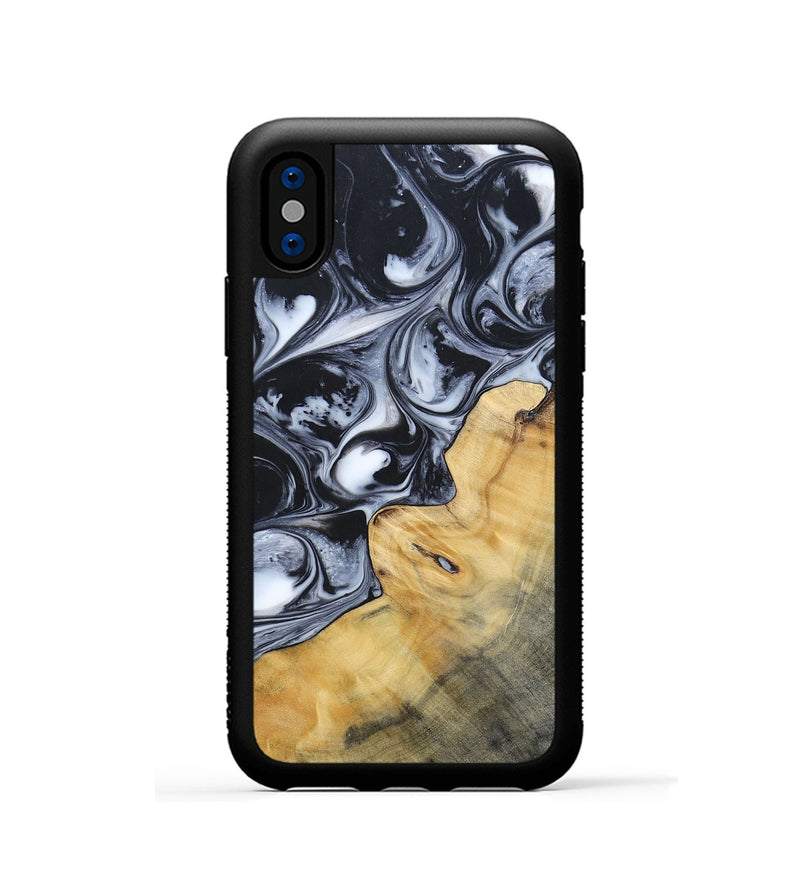 iPhone Xs Wood+Resin Phone Case - Clint (Black & White, 695873)