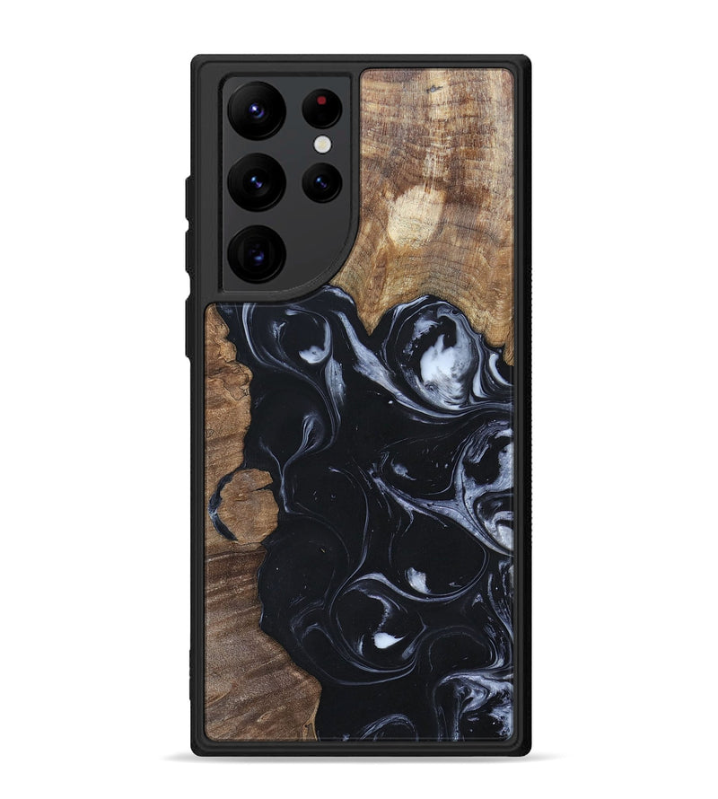 Galaxy S22 Ultra Wood+Resin Phone Case - Ismael (Black & White, 695875)