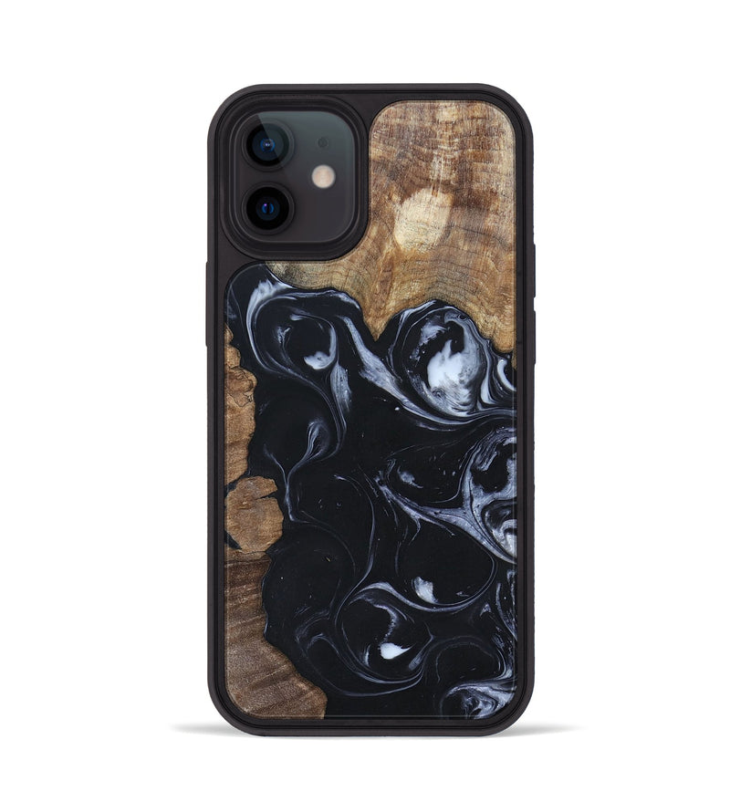 iPhone 12 Wood+Resin Phone Case - Ismael (Black & White, 695875)