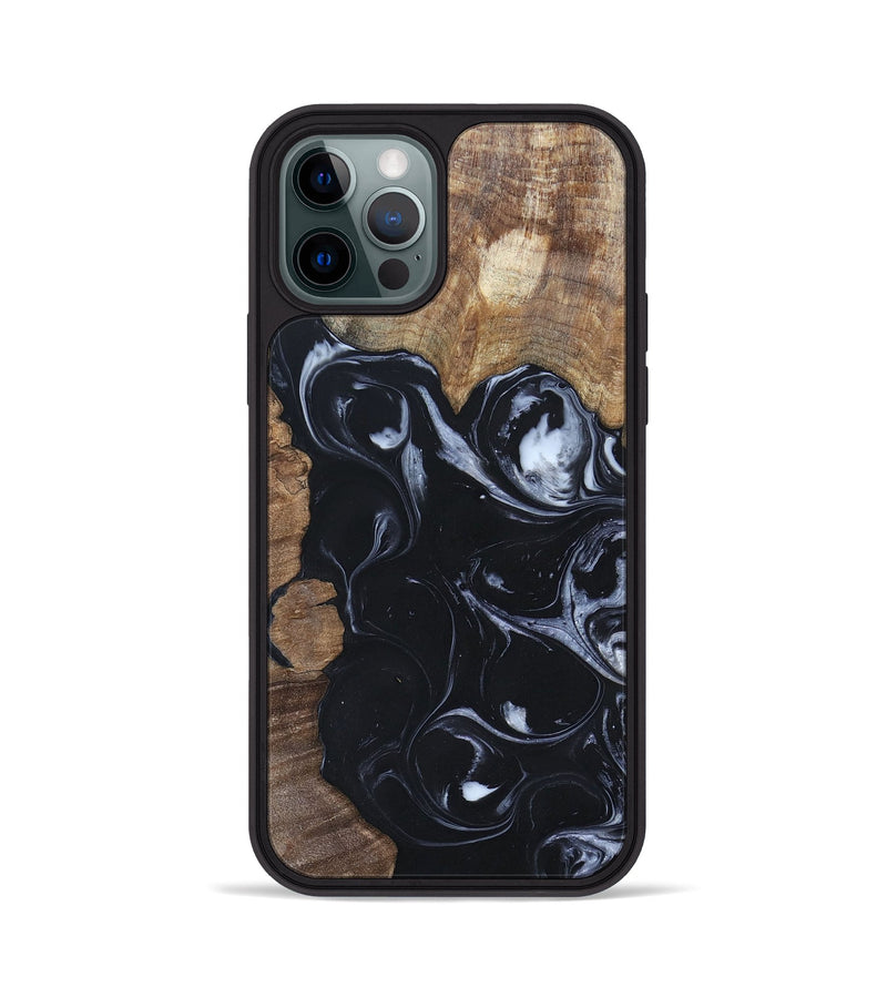 iPhone 12 Pro Wood+Resin Phone Case - Ismael (Black & White, 695875)