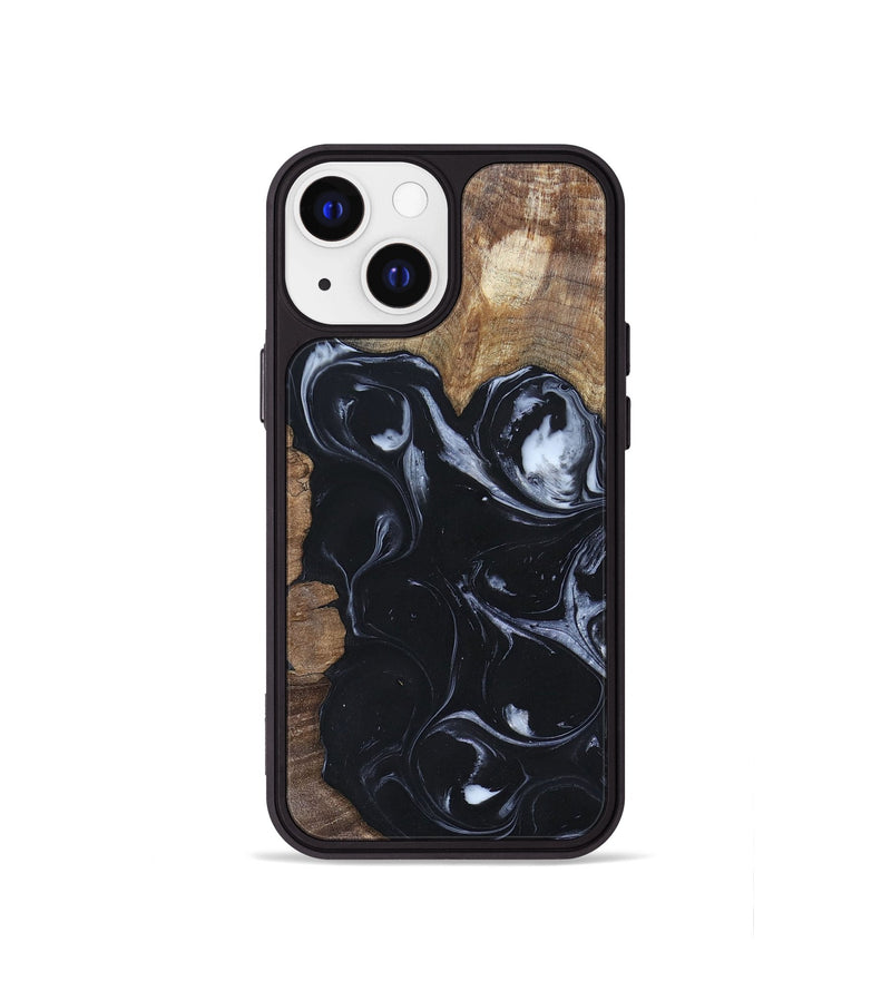 iPhone 13 mini Wood+Resin Phone Case - Ismael (Black & White, 695875)