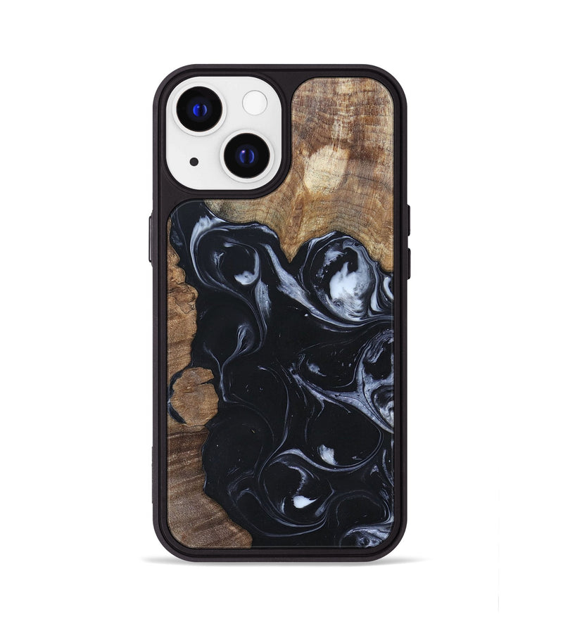 iPhone 13 Wood+Resin Phone Case - Ismael (Black & White, 695875)