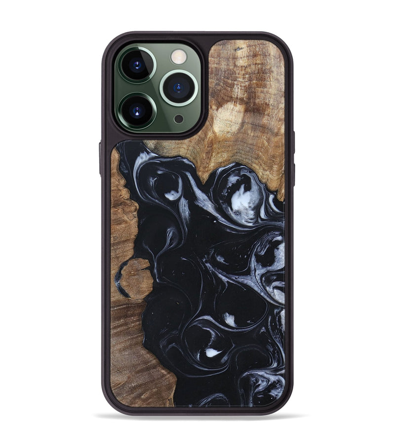 iPhone 13 Pro Max Wood+Resin Phone Case - Ismael (Black & White, 695875)