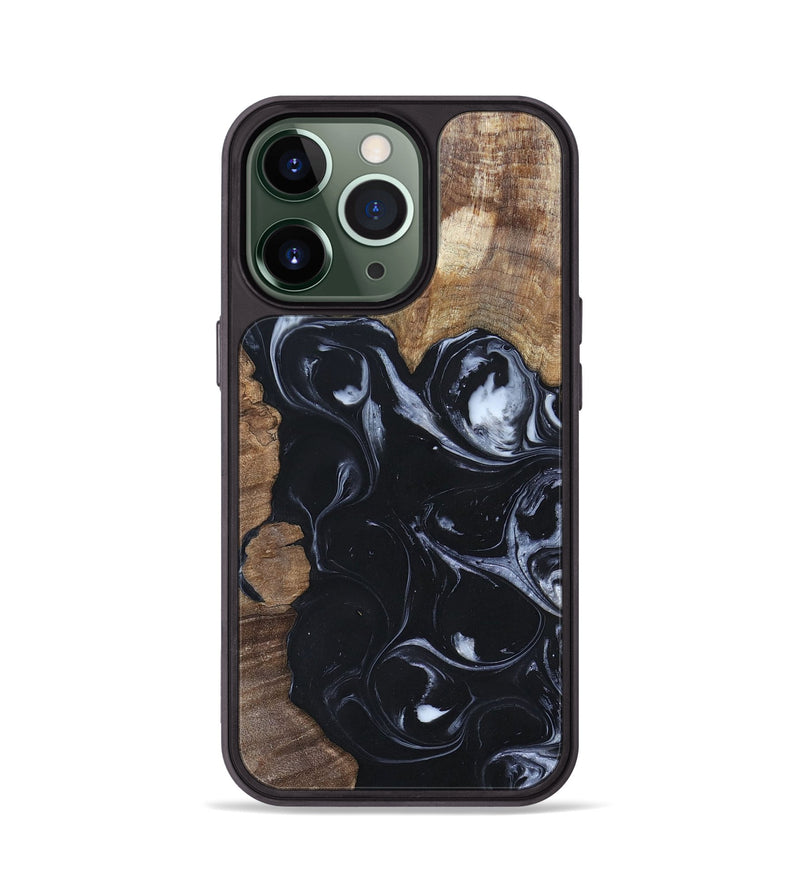 iPhone 13 Pro Wood+Resin Phone Case - Ismael (Black & White, 695875)