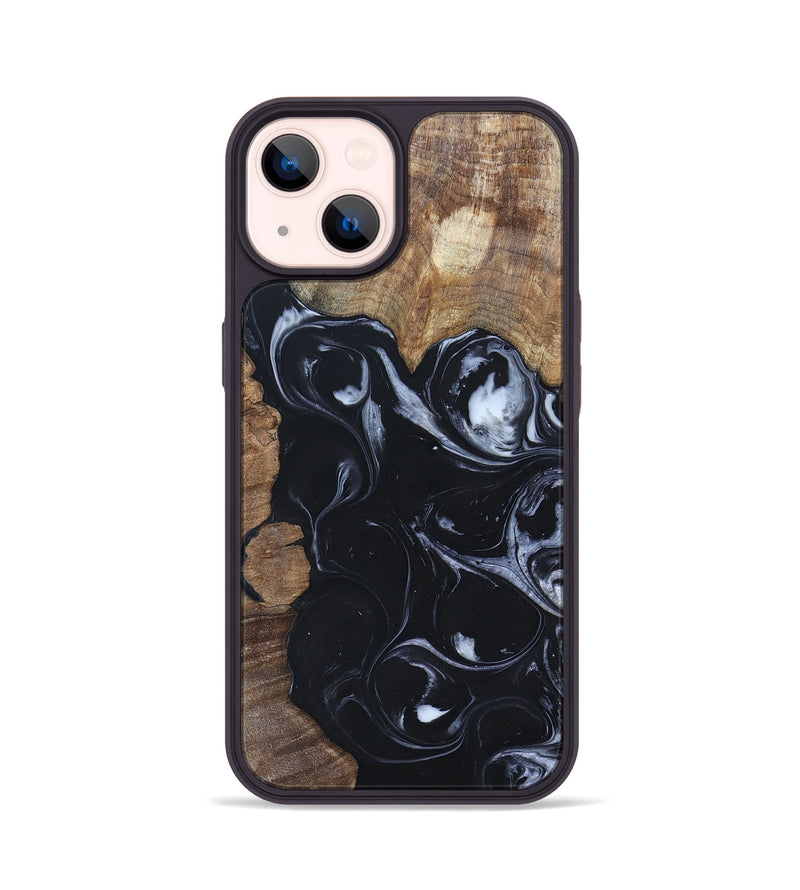 iPhone 14 Wood+Resin Phone Case - Ismael (Black & White, 695875)