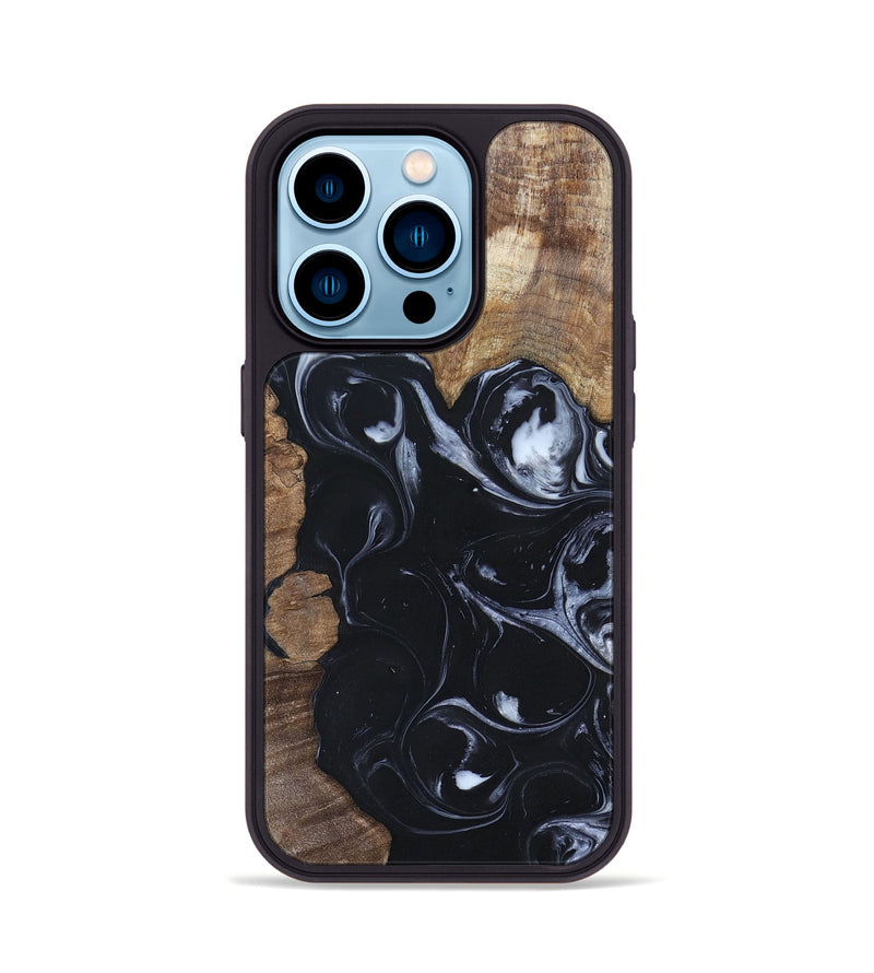 iPhone 14 Pro Wood+Resin Phone Case - Ismael (Black & White, 695875)
