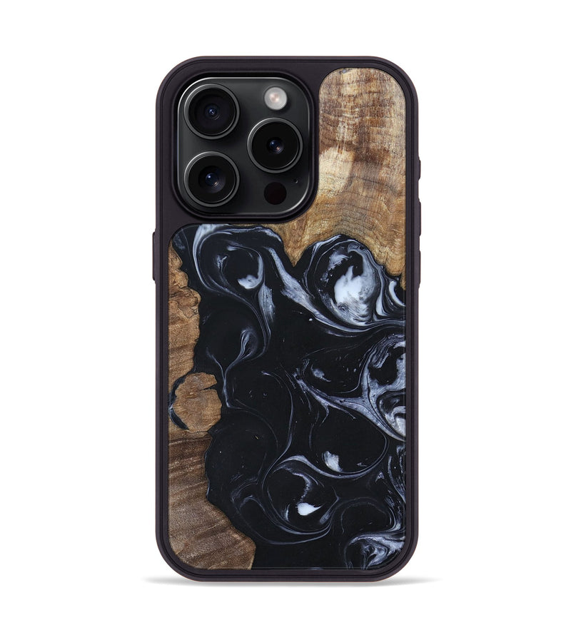 iPhone 15 Pro Wood+Resin Phone Case - Ismael (Black & White, 695875)