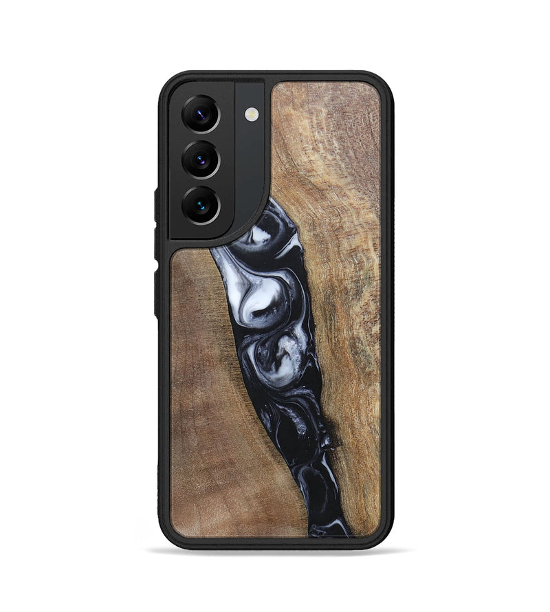 Galaxy S22 Wood+Resin Phone Case - Kristy (Black & White, 695876)