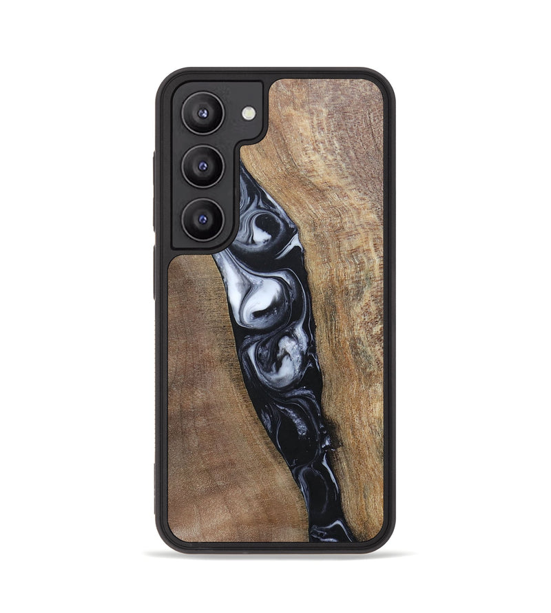 Galaxy S23 Wood+Resin Phone Case - Kristy (Black & White, 695876)