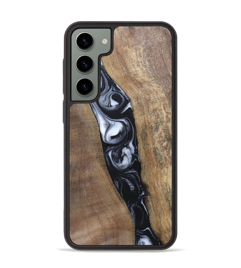 Galaxy S23 Plus Wood+Resin Phone Case - Kristy (Black & White, 695876)