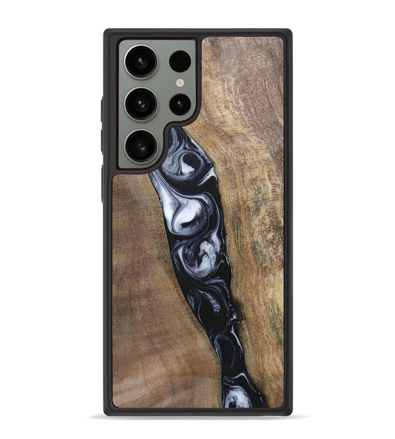 Galaxy S23 Ultra Wood+Resin Phone Case - Kristy (Black & White, 695876)