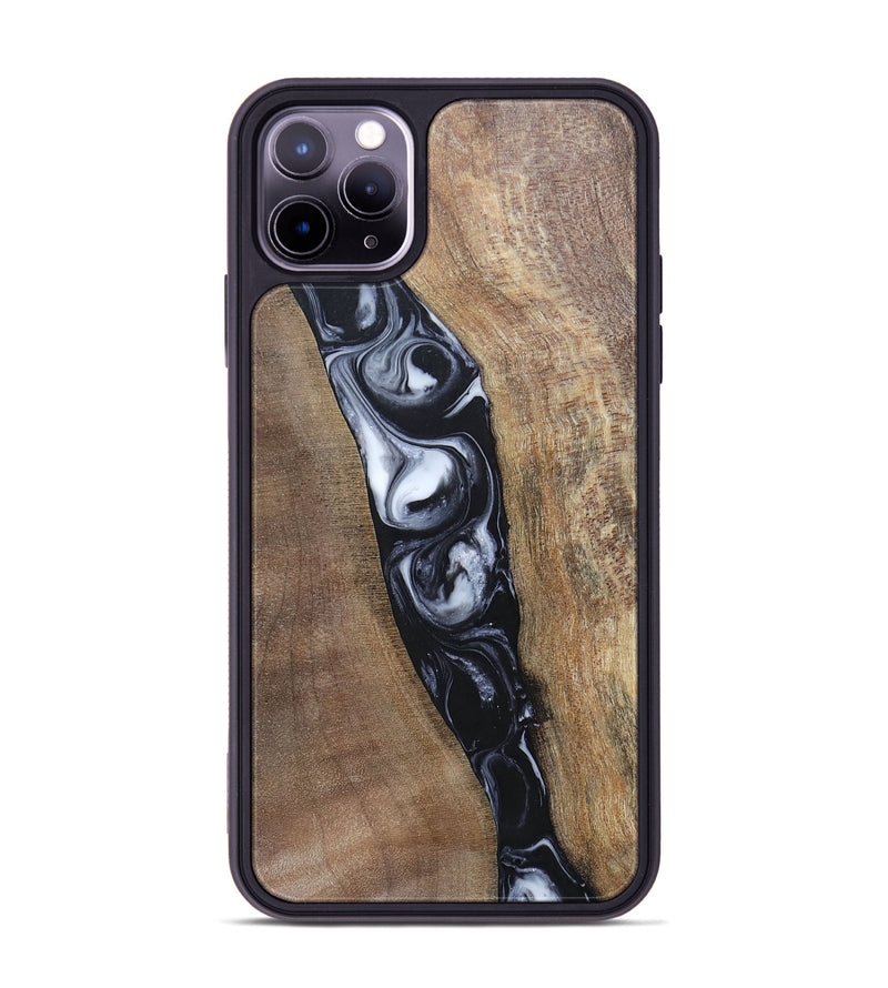 iPhone 11 Pro Max Wood+Resin Phone Case - Kristy (Black & White, 695876)