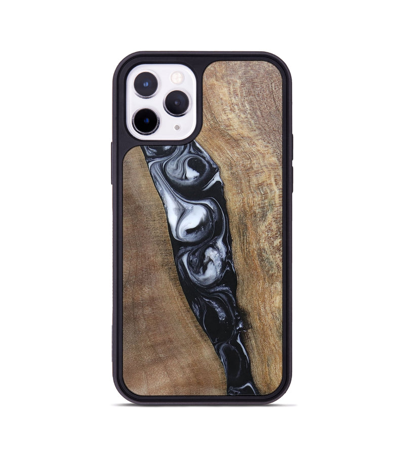 iPhone 11 Pro Wood+Resin Phone Case - Kristy (Black & White, 695876)