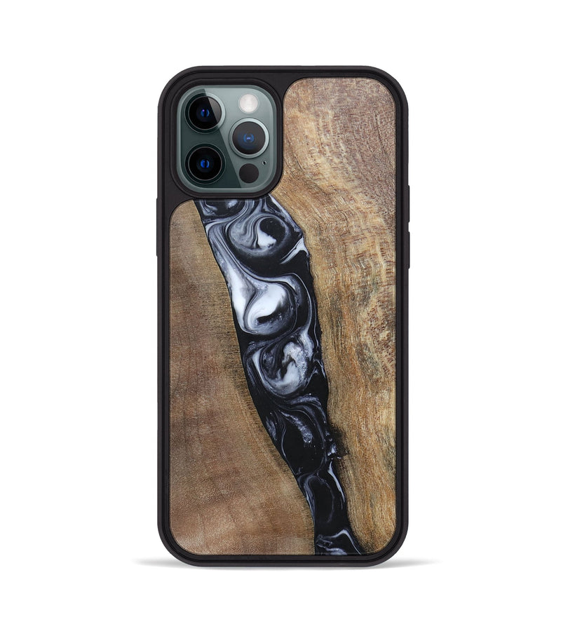 iPhone 12 Pro Wood+Resin Phone Case - Kristy (Black & White, 695876)