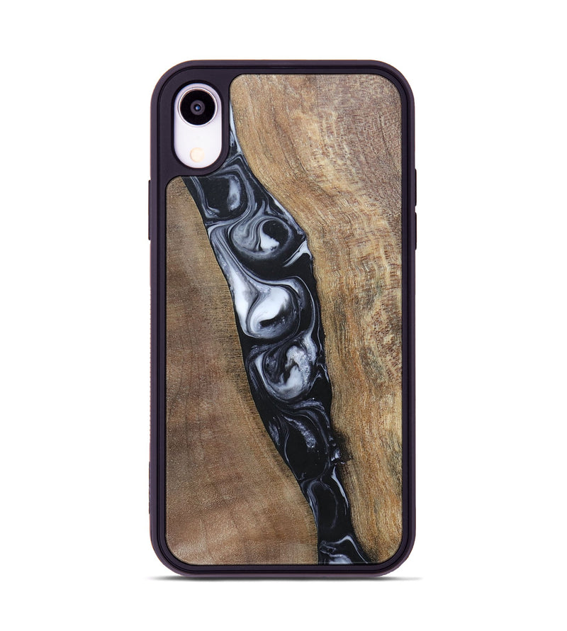 iPhone Xr Wood+Resin Phone Case - Kristy (Black & White, 695876)
