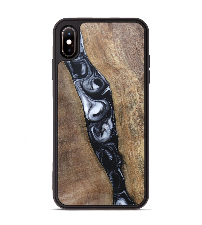 iPhone Xs Max Wood+Resin Phone Case - Kristy (Black & White, 695876)