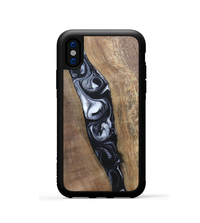 iPhone Xs Wood+Resin Phone Case - Kristy (Black & White, 695876)