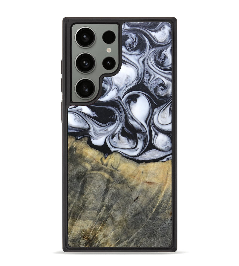Galaxy S23 Ultra Wood+Resin Phone Case - Lonnie (Black & White, 695880)