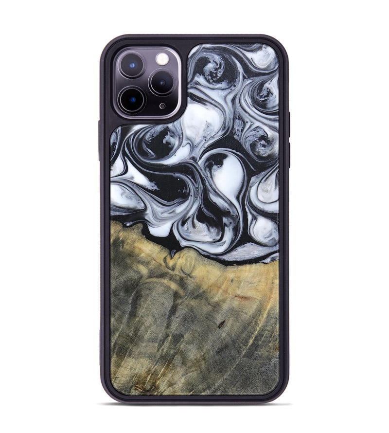 iPhone 11 Pro Max Wood+Resin Phone Case - Lonnie (Black & White, 695880)