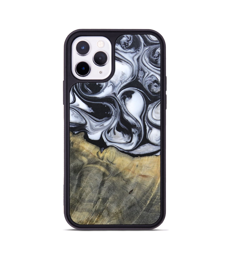 iPhone 11 Pro Wood+Resin Phone Case - Lonnie (Black & White, 695880)