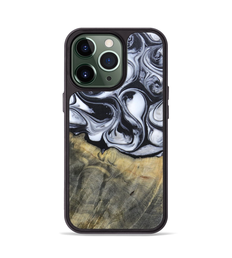 iPhone 13 Pro Wood+Resin Phone Case - Lonnie (Black & White, 695880)