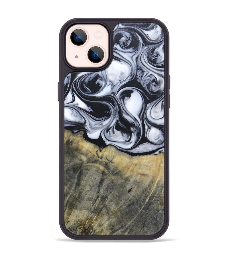 iPhone 14 Plus Wood+Resin Phone Case - Lonnie (Black & White, 695880)