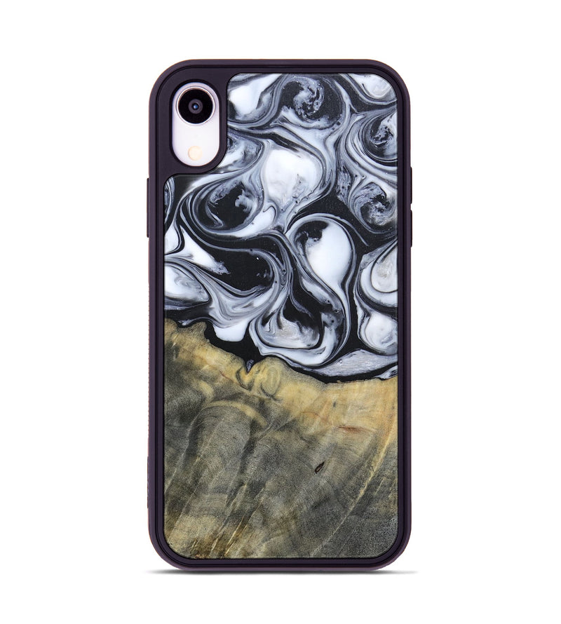 iPhone Xr Wood+Resin Phone Case - Lonnie (Black & White, 695880)