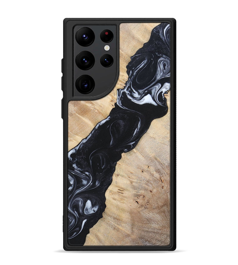 Galaxy S22 Ultra Wood+Resin Phone Case - Lorraine (Black & White, 695883)