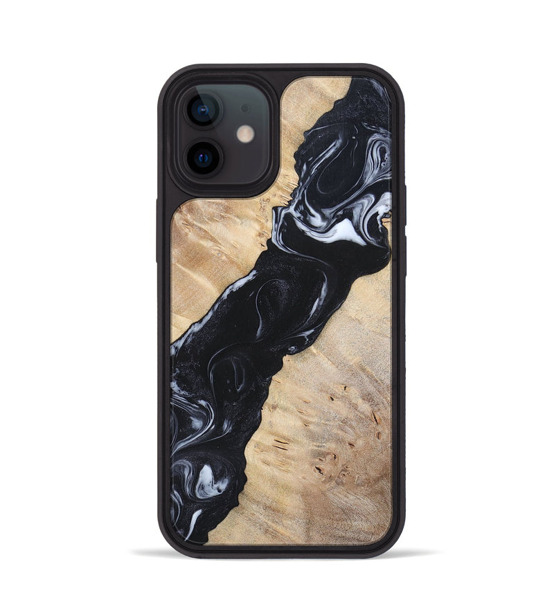 iPhone 12 Wood+Resin Phone Case - Lorraine (Black & White, 695883)