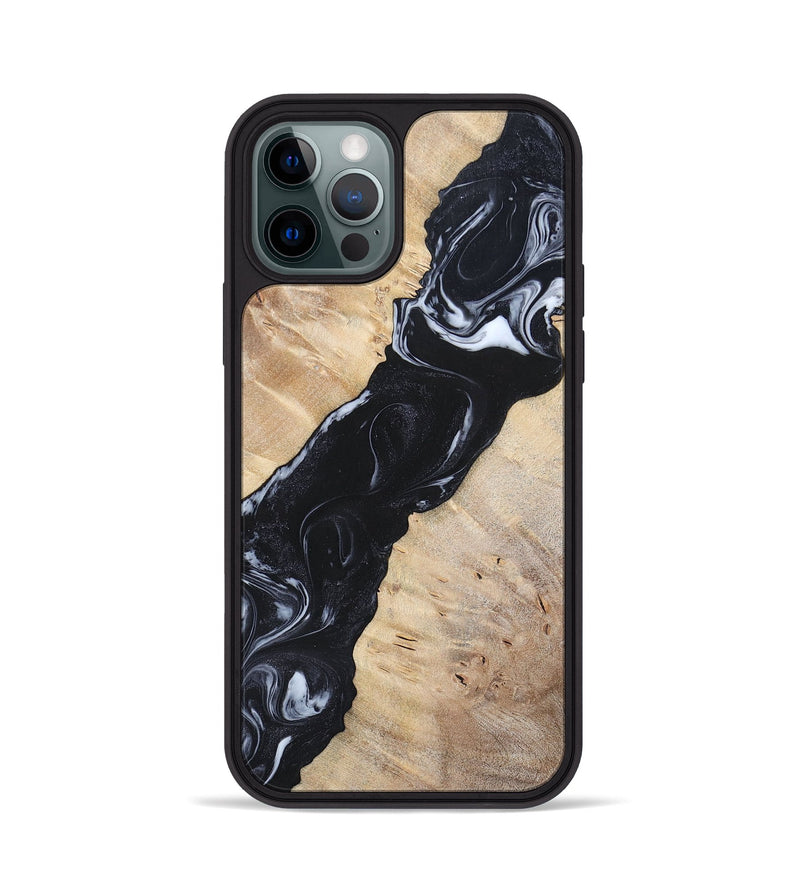 iPhone 12 Pro Wood+Resin Phone Case - Lorraine (Black & White, 695883)