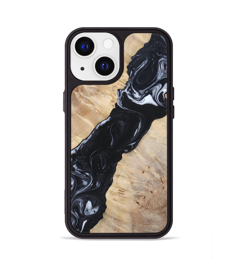 iPhone 13 Wood+Resin Phone Case - Lorraine (Black & White, 695883)