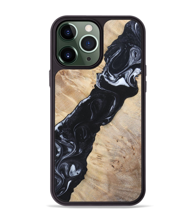 iPhone 13 Pro Max Wood+Resin Phone Case - Lorraine (Black & White, 695883)