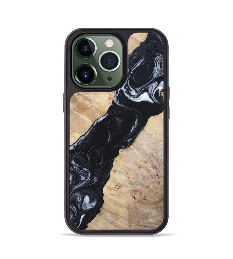 iPhone 13 Pro Wood+Resin Phone Case - Lorraine (Black & White, 695883)