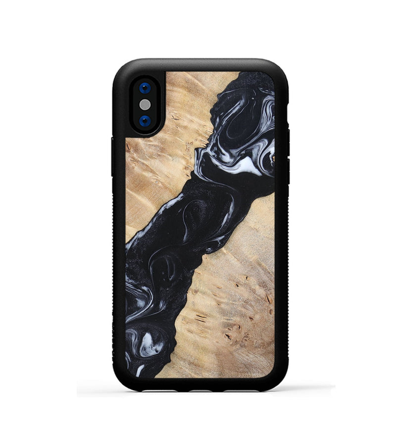 iPhone Xs Wood+Resin Phone Case - Lorraine (Black & White, 695883)
