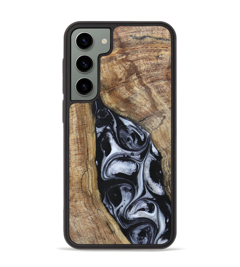 Galaxy S23 Plus Wood+Resin Phone Case - Teresa (Black & White, 695884)