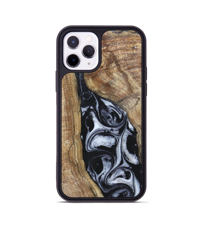 iPhone 11 Pro Wood+Resin Phone Case - Teresa (Black & White, 695884)