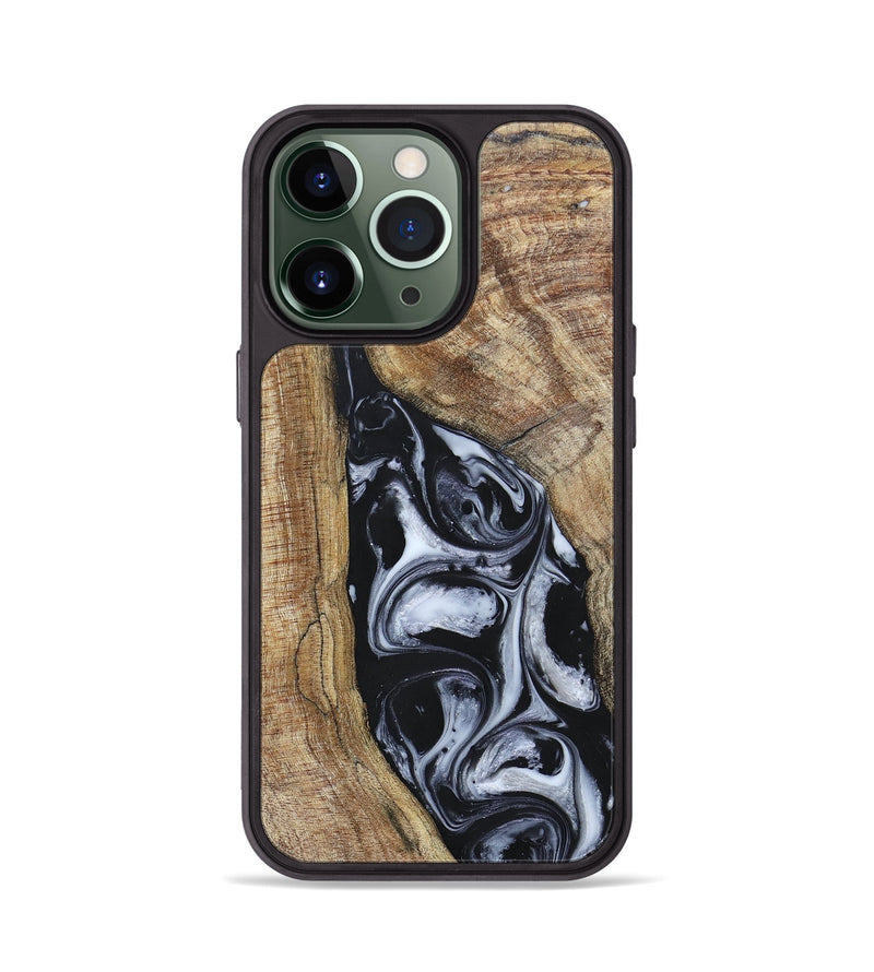 iPhone 13 Pro Wood+Resin Phone Case - Teresa (Black & White, 695884)