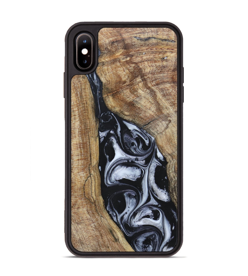 iPhone Xs Max Wood+Resin Phone Case - Teresa (Black & White, 695884)