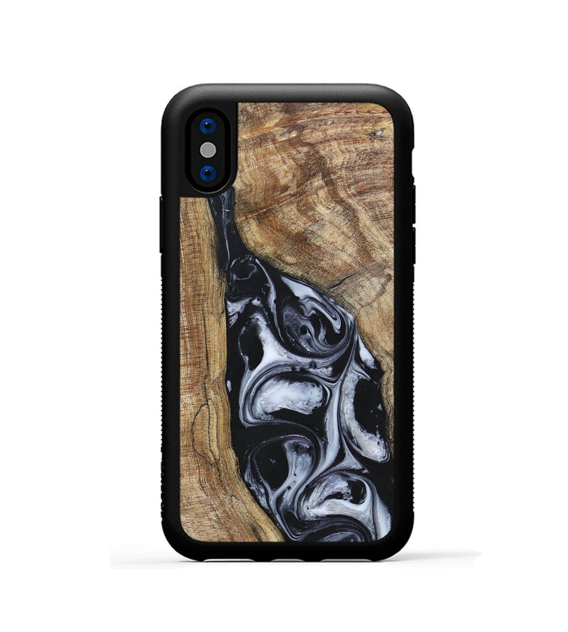 iPhone Xs Wood+Resin Phone Case - Teresa (Black & White, 695884)