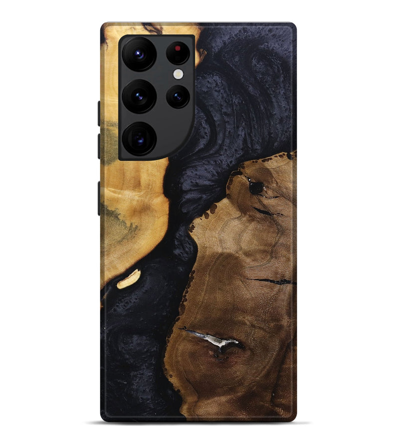 Galaxy S22 Ultra Wood+Resin Live Edge Phone Case - Anaya (Pure Black, 695895)