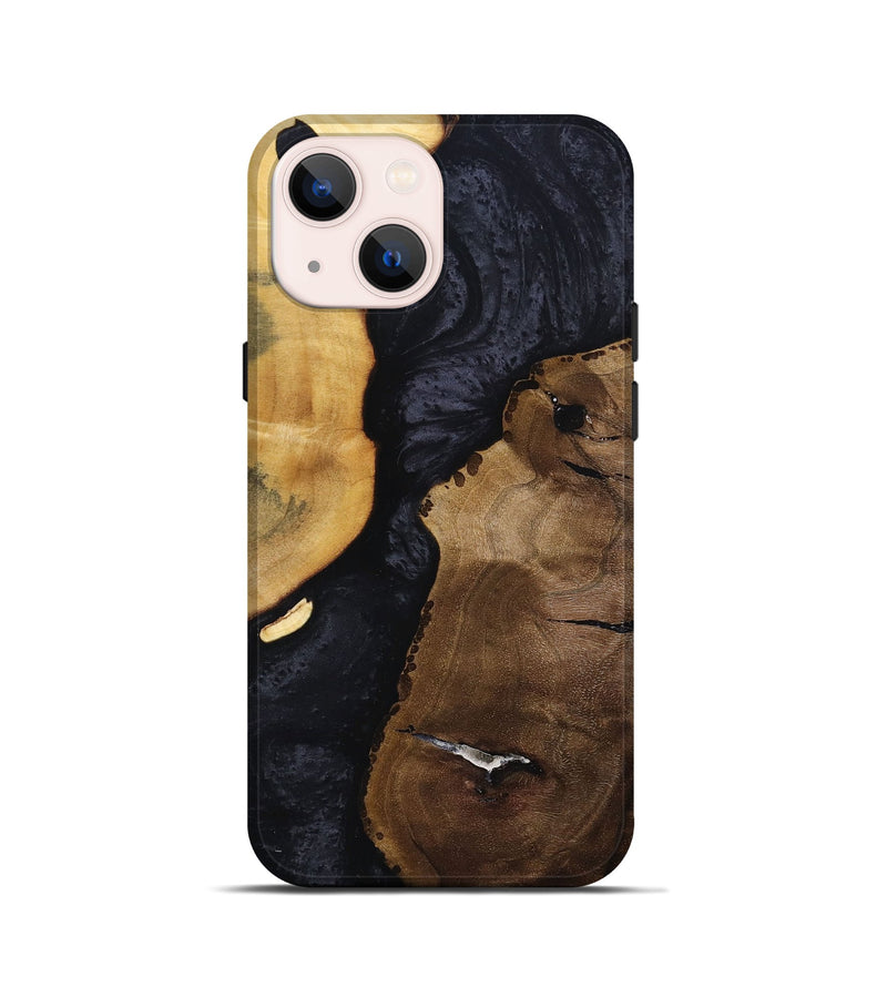 iPhone 13 mini Wood+Resin Live Edge Phone Case - Anaya (Pure Black, 695895)