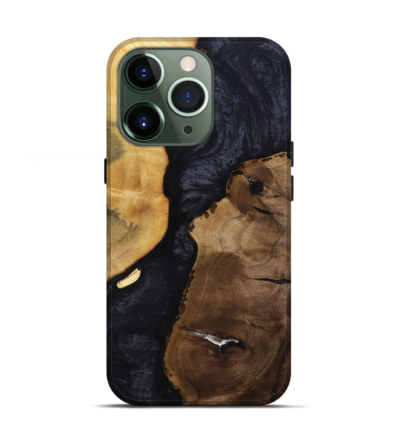 iPhone 13 Pro Wood+Resin Live Edge Phone Case - Anaya (Pure Black, 695895)