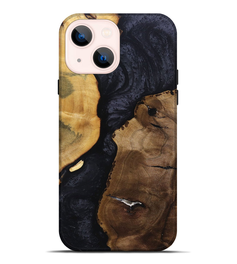 iPhone 14 Plus Wood+Resin Live Edge Phone Case - Anaya (Pure Black, 695895)