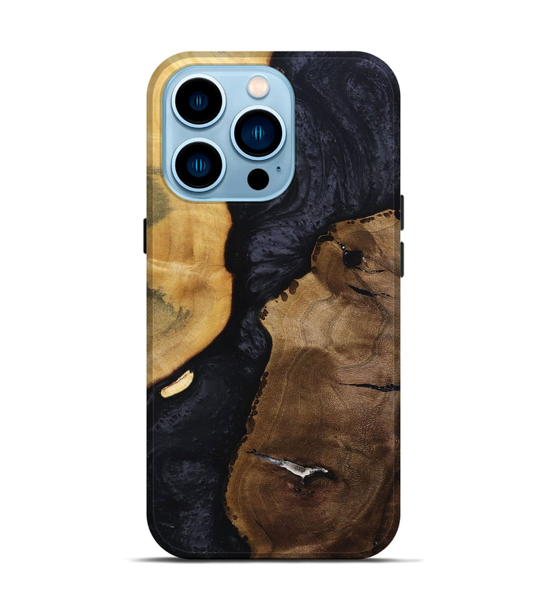 iPhone 14 Pro Wood+Resin Live Edge Phone Case - Anaya (Pure Black, 695895)