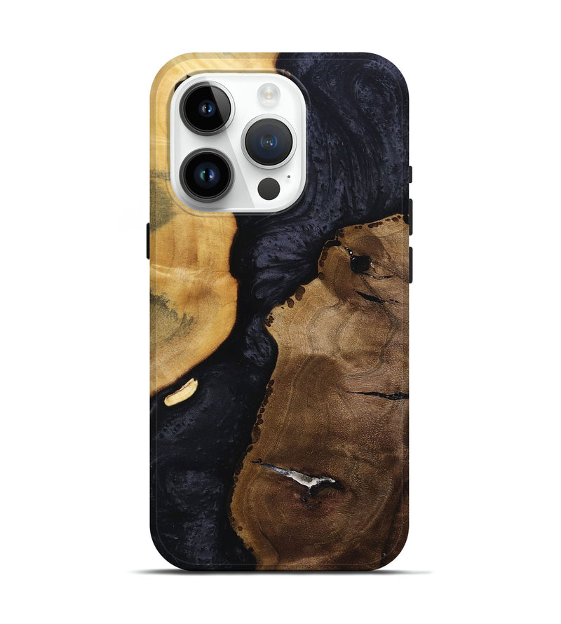 iPhone 15 Pro Wood+Resin Live Edge Phone Case - Anaya (Pure Black, 695895)