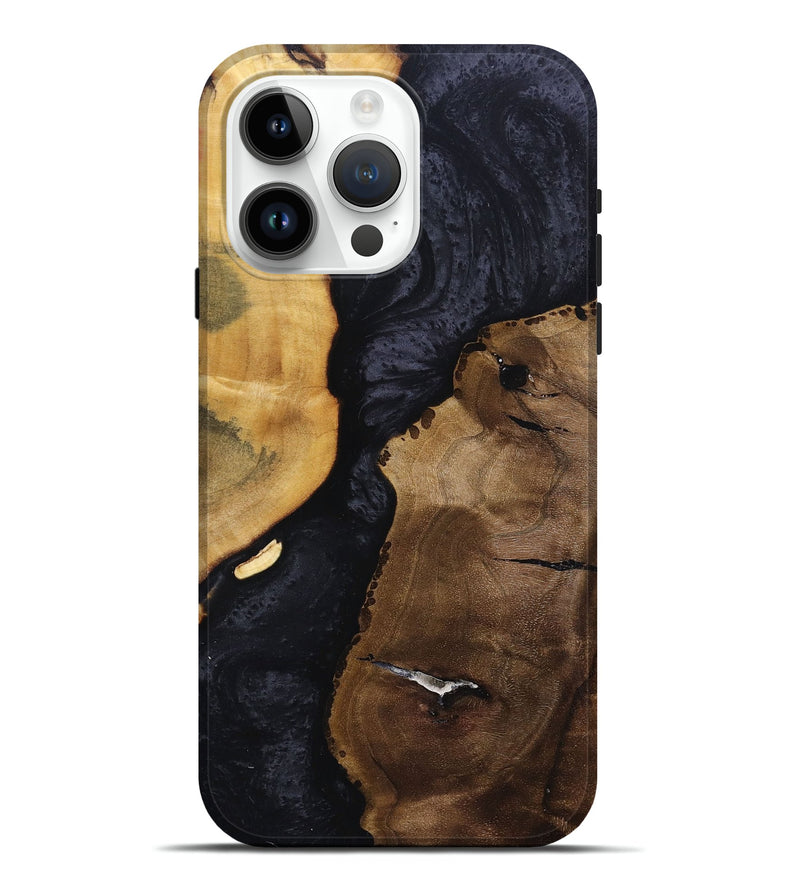 iPhone 15 Pro Max Wood+Resin Live Edge Phone Case - Anaya (Pure Black, 695895)