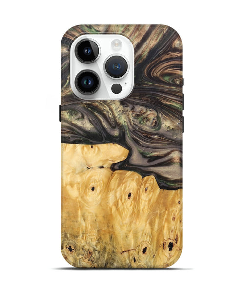 iPhone 15 Pro Wood+Resin Live Edge Phone Case - Priscilla (Green, 695918)